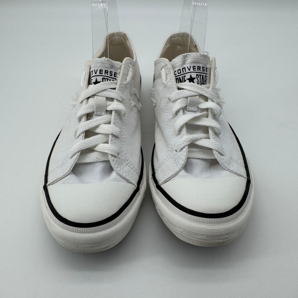 Converse One Star Sneakers Womens 8 White Canvas Low Top Distressed FLAW - Picture 3 of 12